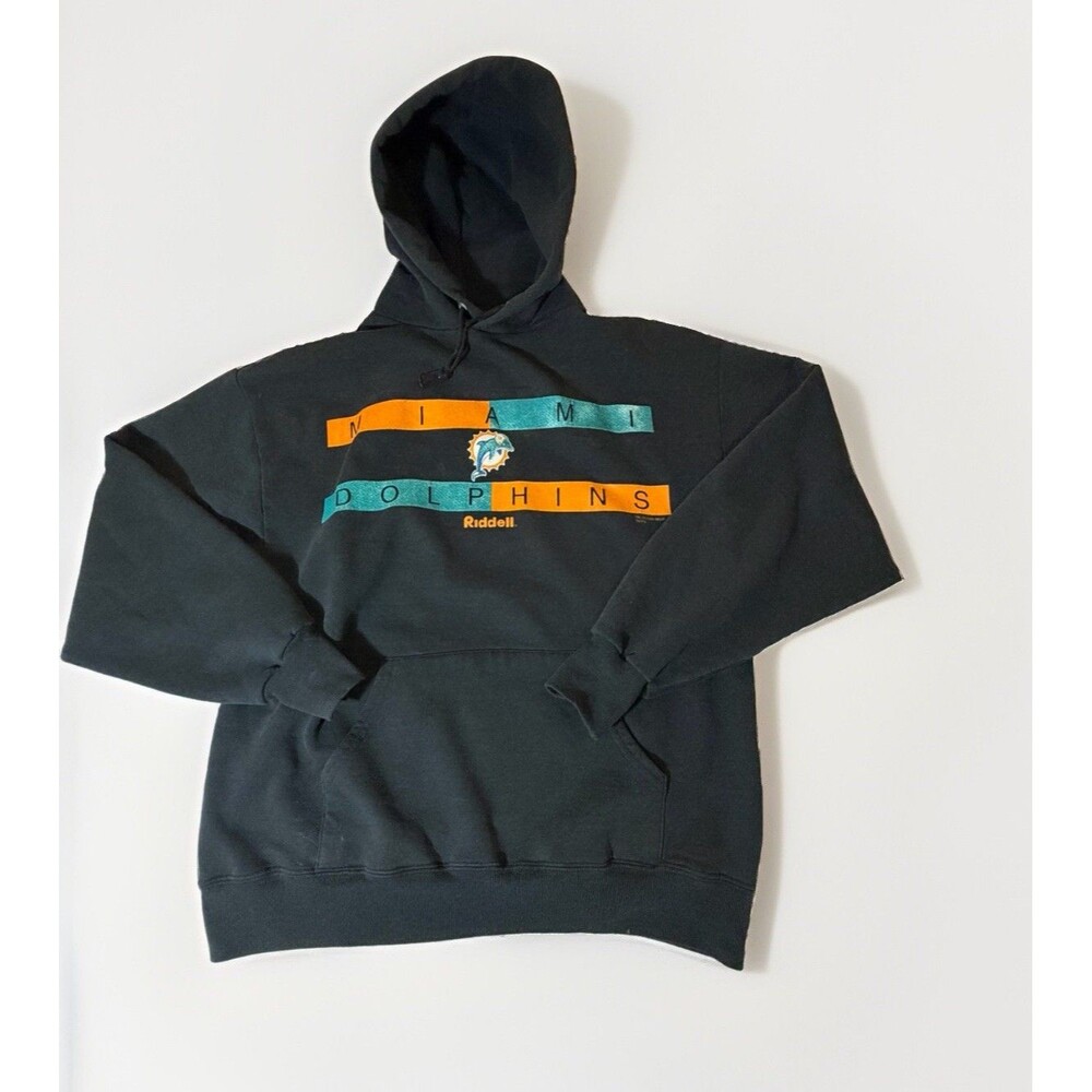 Vintage Miami Dolphins Riddell Jerzees Hoodie Sweatshirt Men’s M Black NFL